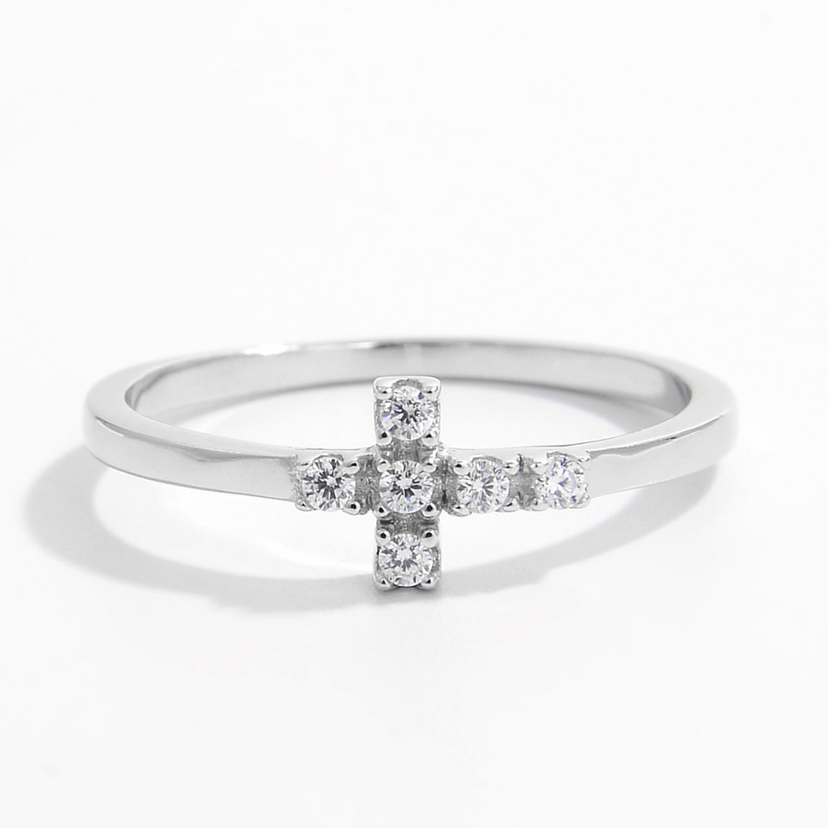 925 Sterling Silver Zircon Cross Ring-Stylish