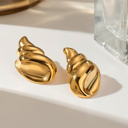 18K Gold-Plated Conch Earrings-Elegant-Stylish