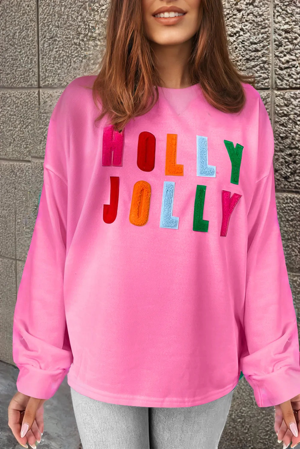 HOLLY JOLLY Round Neck - Long Sleeve Top