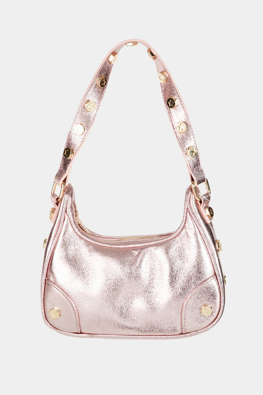 Fame Star Button Trim Hobo Handbag-Fashionable