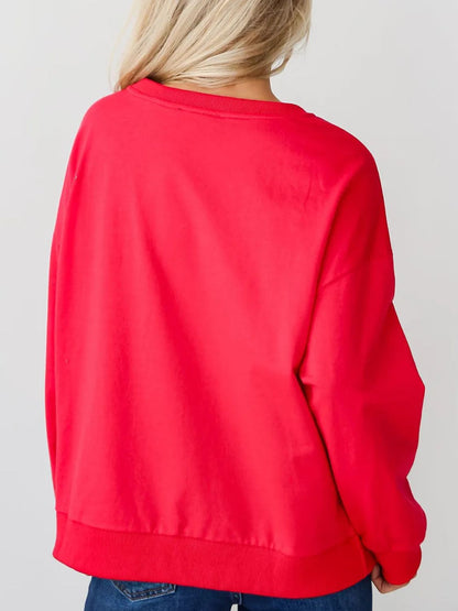 Letter Round Neck Long Sleeve Sweatshirt