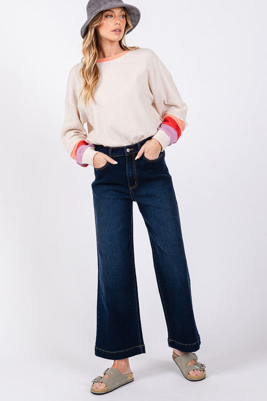 SAGE + FIG High Waist Wide Leg Jeans-Stylish