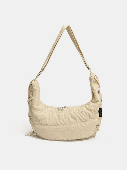 Lace-Up Polyester Crossbody Bag-Adjustable