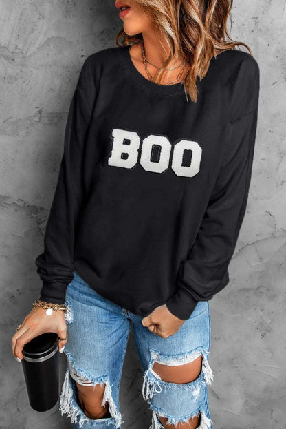 BOO Round Neck Long Sleeve Sweatshirt