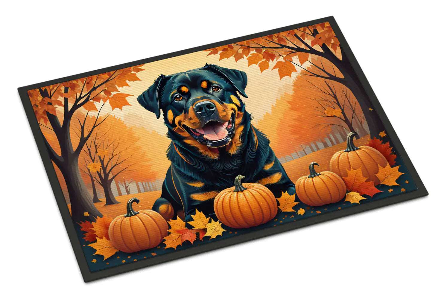 Rottweiler Fall Doormat Seasonal Artwork