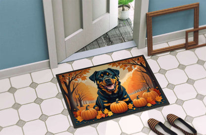 Rottweiler Fall Doormat Seasonal Artwork