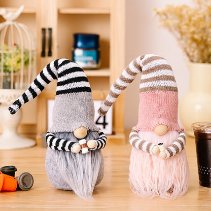 Striped Pointed Hat Faceless Gnome-Home-Accessory