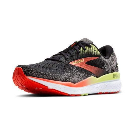 Brooks Men’s Ghost 16 Neutral Running Shoe 10.5 Black/Mandarin Red/Green