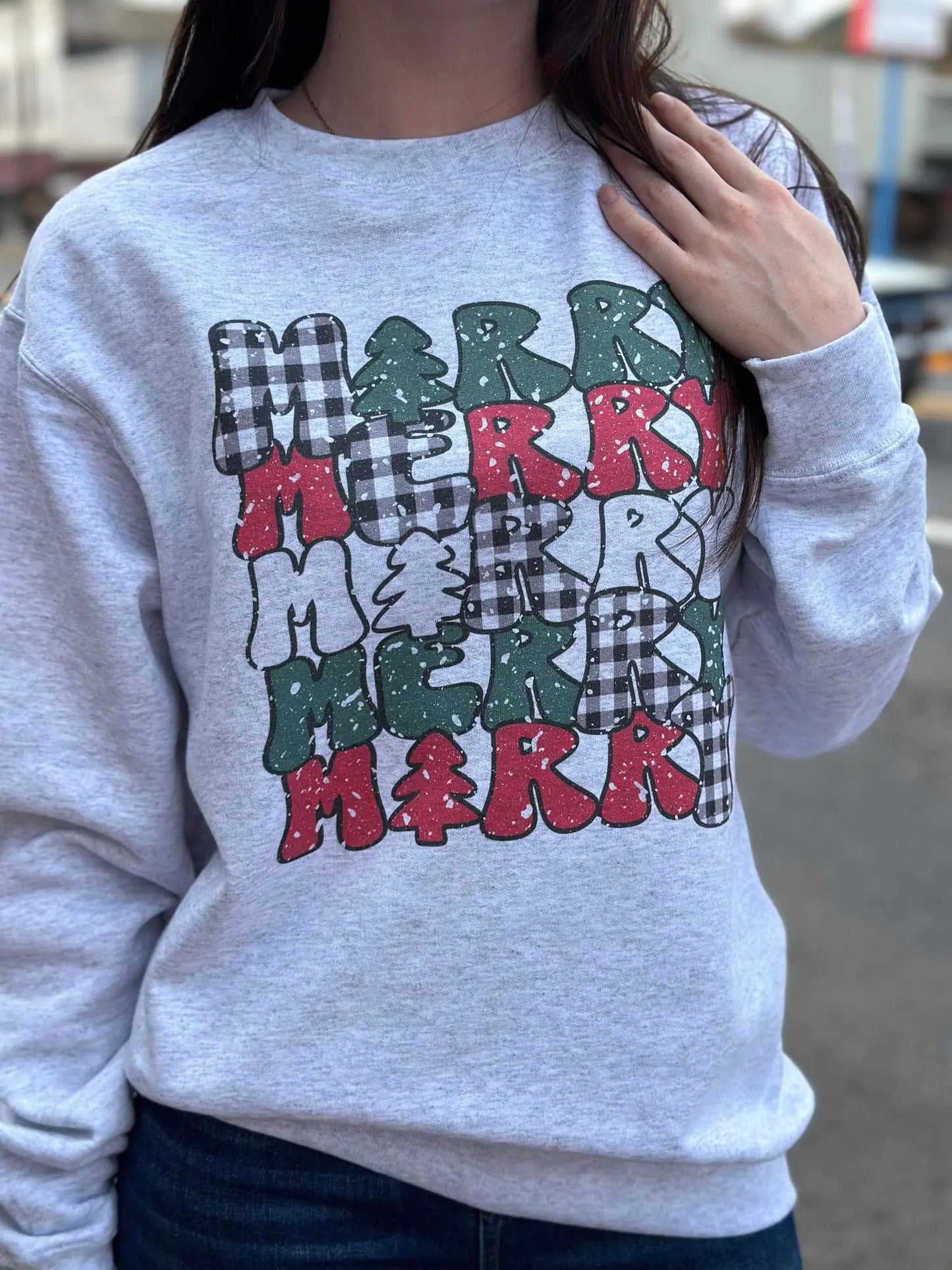 Merry Repeating Sweatshirt-Festive-Joyful