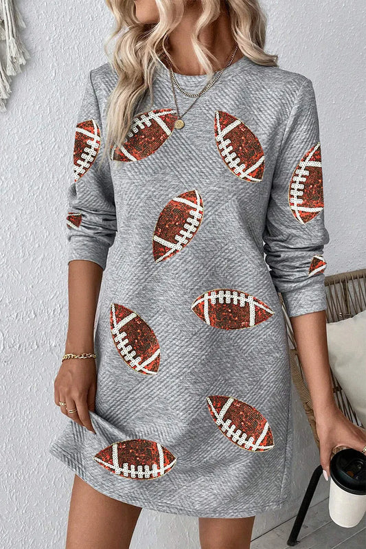 Sequin Football Long Sleeve - Mini Dress