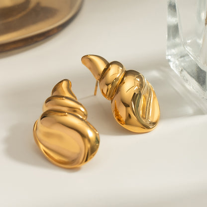 18K Gold-Plated Conch Earrings-Elegant-Stylish