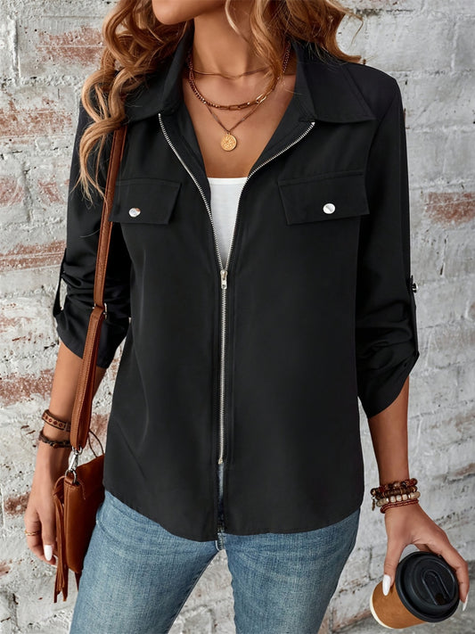 Zip Up Long Sleeve Jacket Winter Fashion