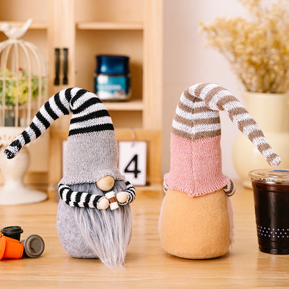 Striped Pointed Hat Faceless Gnome-Home-Accessory