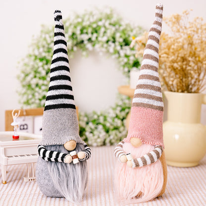 Striped Pointed Hat Faceless Gnome-Home-Accessory