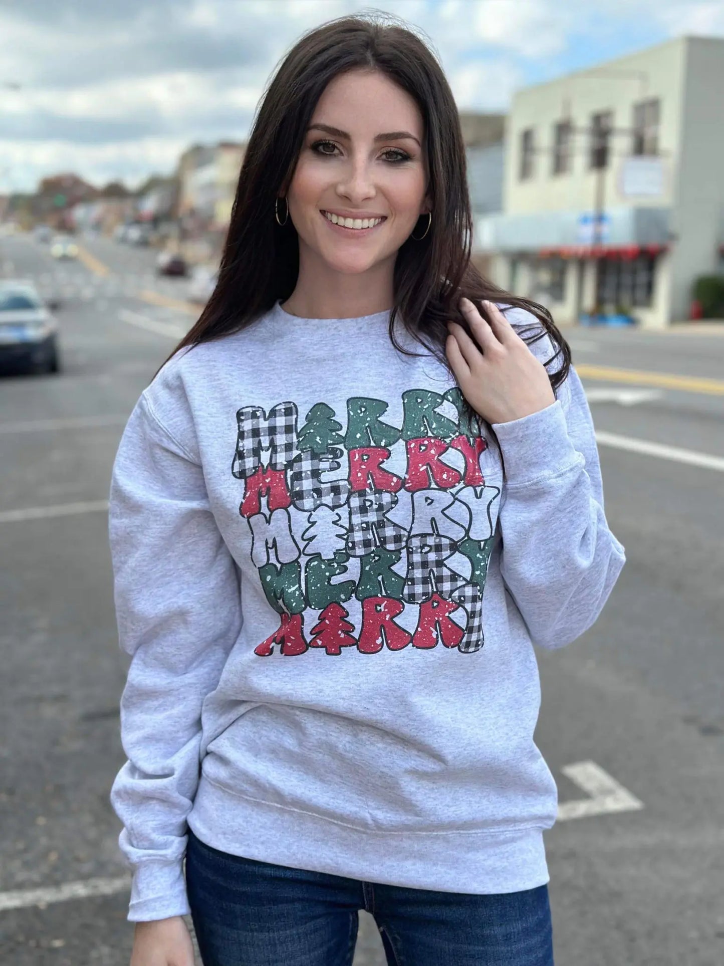 Merry Repeating Sweatshirt-Festive-Joyful